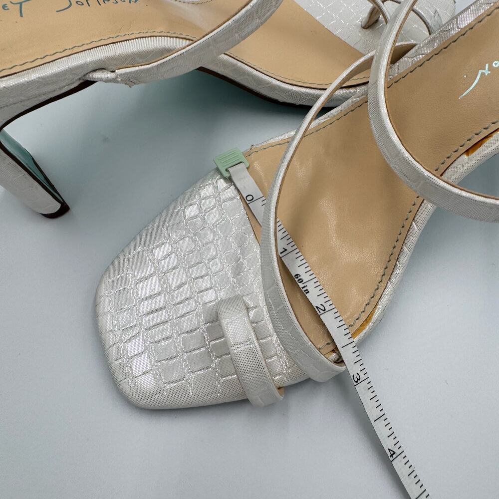 Betsey Johnson Anya Heels 8 White Croc Mule Sandals Bridal Y2K Heels Shoes Y2K - Picture 6 of 16